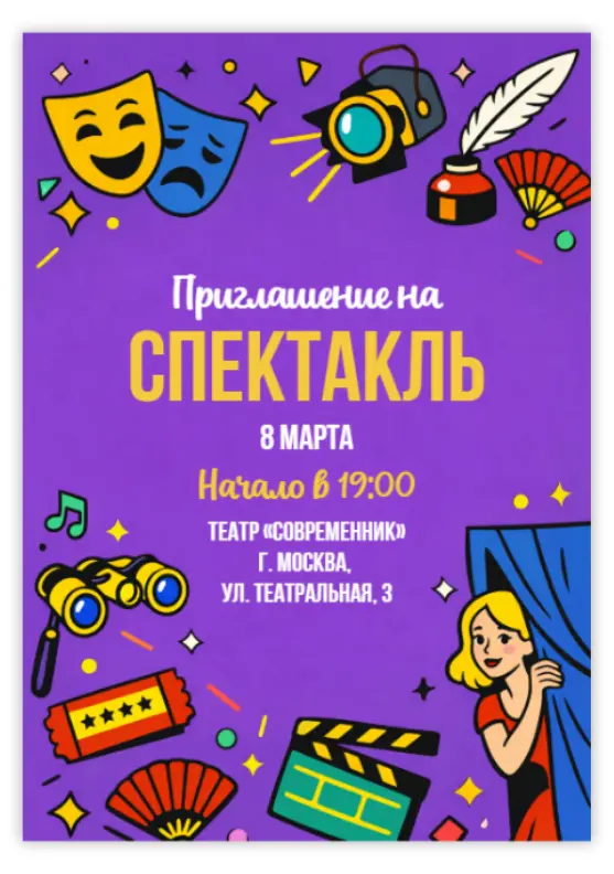 Билет-приглашение на спектакль