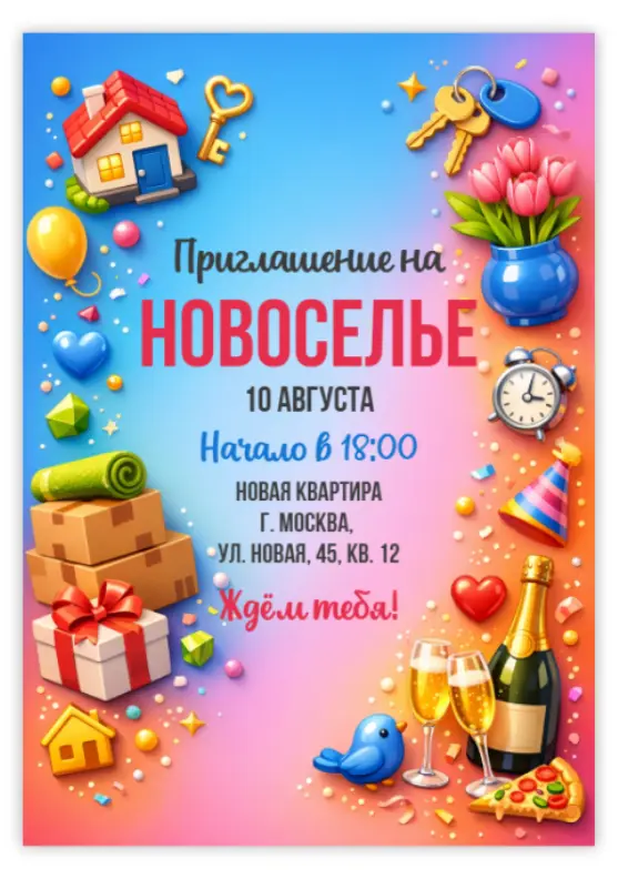 Красивое приглашение на новоселье