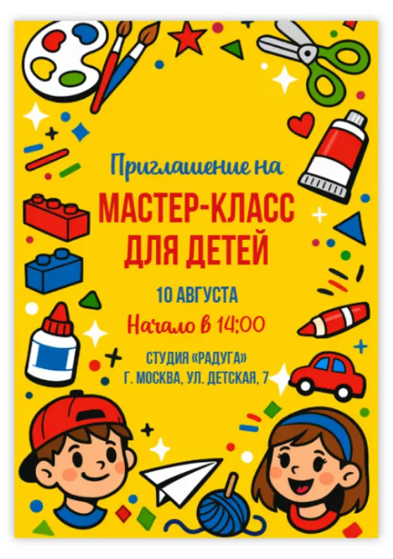 Приглашение для детского мастер-класса