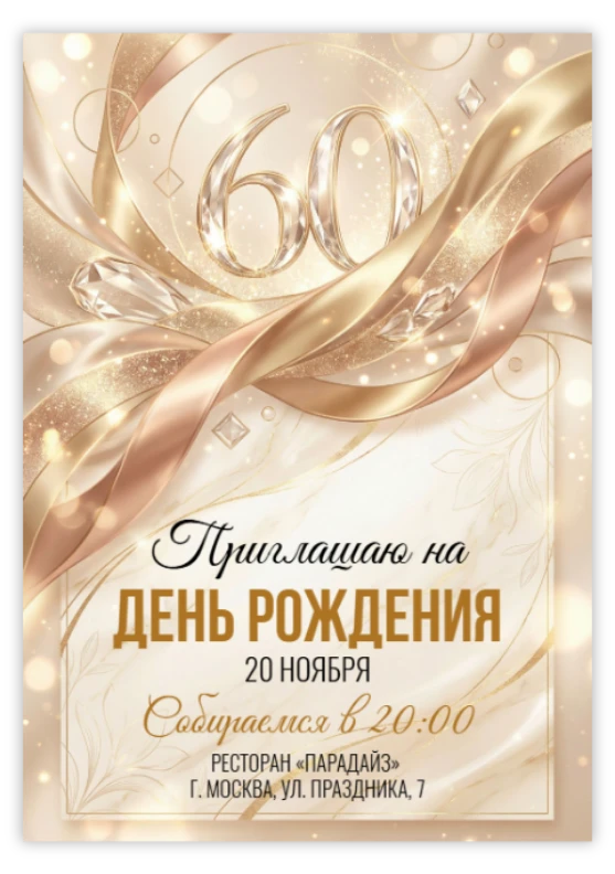Приглашение на день рождения «60 лет»