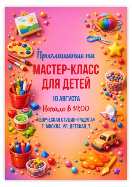 Приглашение на детский мастер-класс