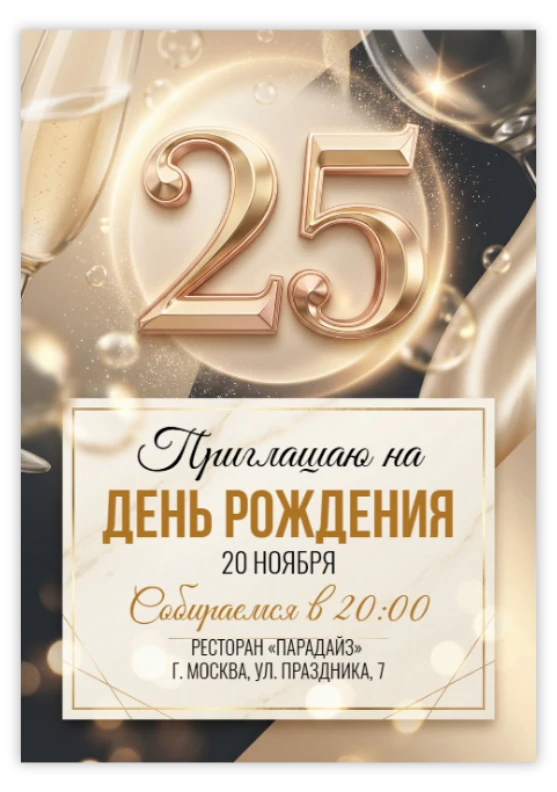 Приглашение на юбилей «25 лет»