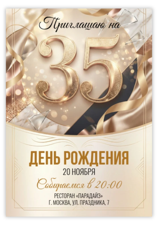 Приглашение на юбилей «35 лет»