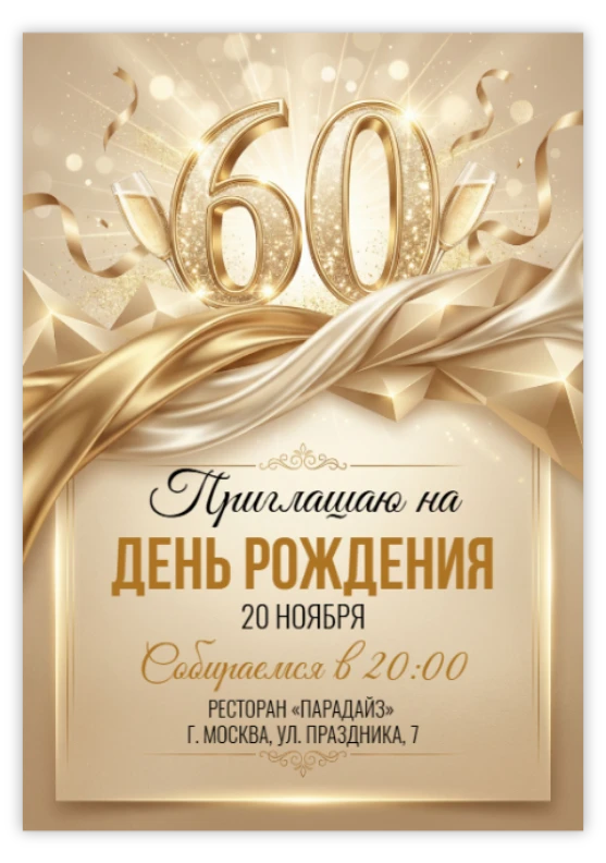 Приглашение на юбилей «60 лет»