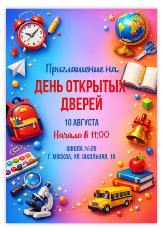 Приглашение на школьный день открытых дверей