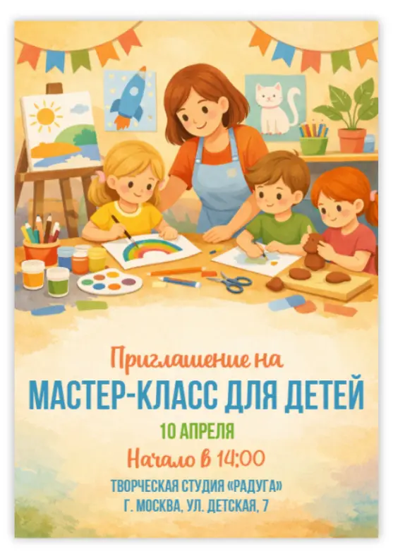 Пригласительное на детский мастер-класс
